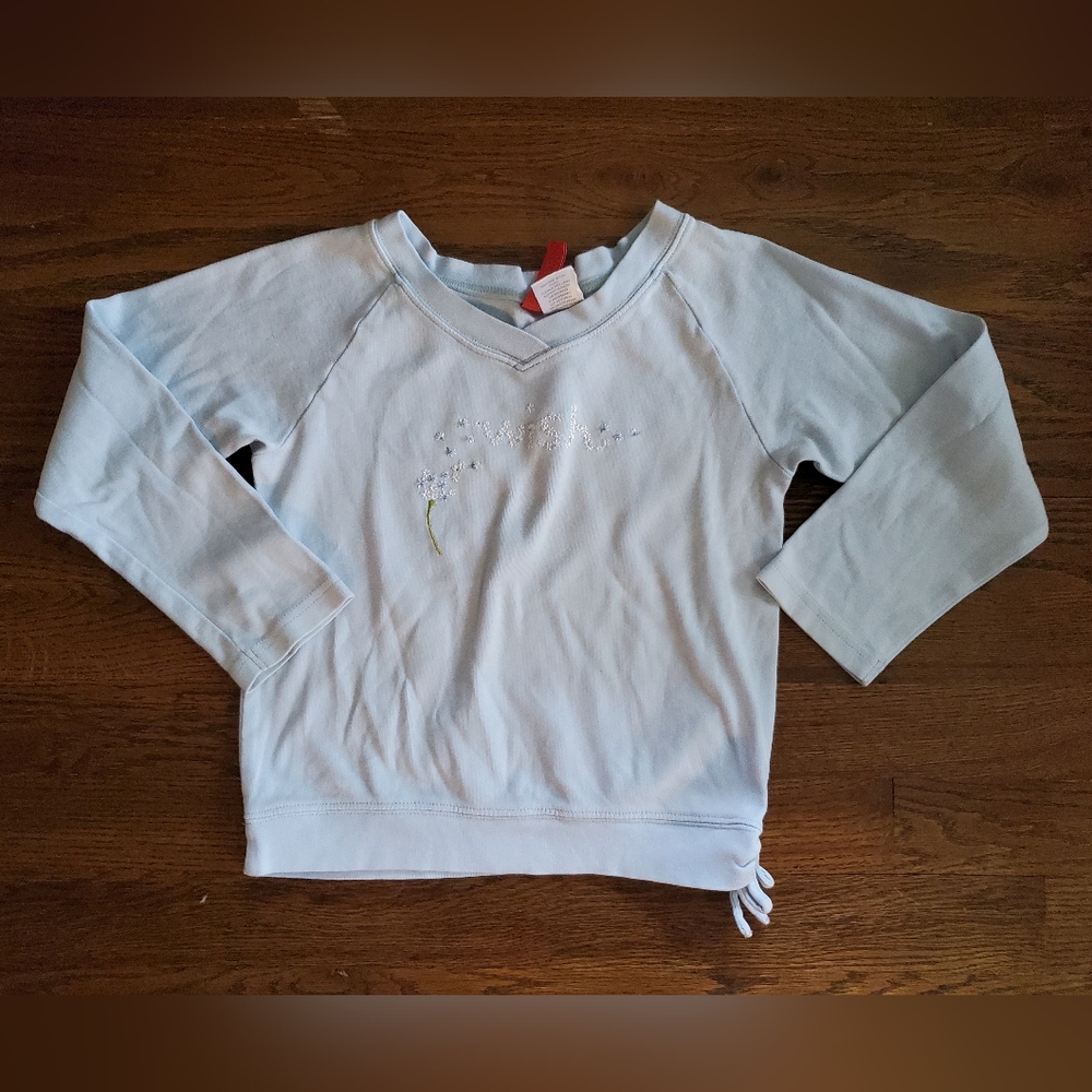 Vintage Gymboree Light Blue Long Sleeve Tee with Flower Embroidery